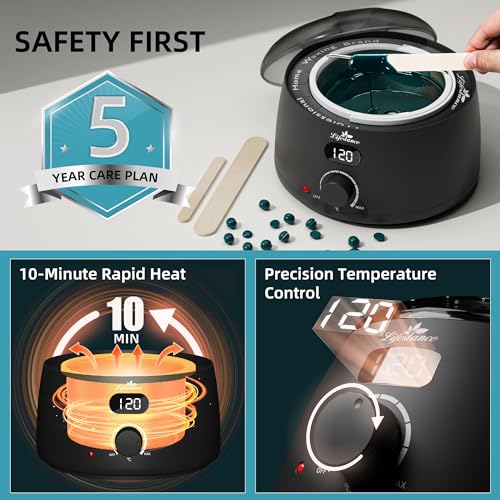 Lifestance Digital Wax Warmer Machine - 500ml/14oz, Single LCD, Black, Fast Heating