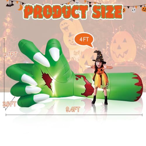 Halloween Inflatable Zombie Hand Decoration 9.4FT Outdoor Yard Decor