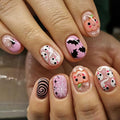 Halloween Press On Nails - White Ghost Short Square Fake Nails - Variation 026