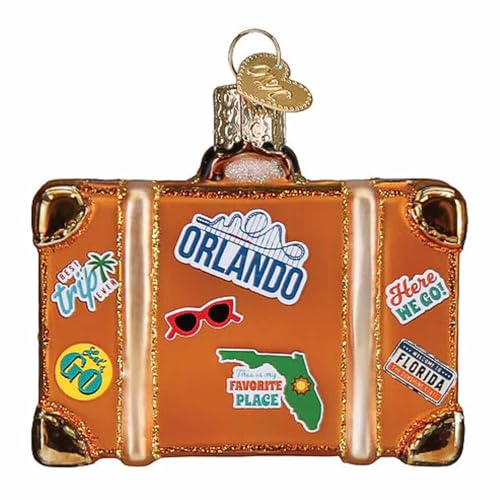 Glass Blown Christmas Ornament - Orlando Suitcase Holiday Decoration