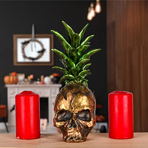 Halloween Pineapple Skull Tabletop Decor - Spooky Centerpiece, 14 Inches
