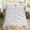 Ghost Bedding Set Full Size - Gray Ghost Comforter Cover with Pillowcases, Halloween Theme, Breathable Microfiber