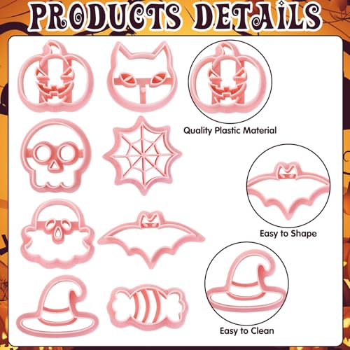 Halloween Cookie Cutter Set 8 Pcs Ghost Pumpkin Mold for Cookies Cake & Clay