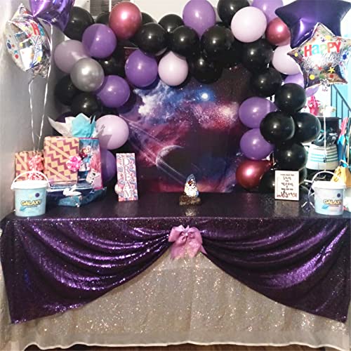 80x50 Inch Purple Sequin Tablecloth - Sparkly Mermaid Party Decorations