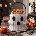 Halloween Ghost Woven Rattan Trick or Treat Basket - Candy Bag