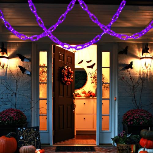 Purple Halloween Chain Lights 10Ft Battery Operated with Timer - Spooky Decor