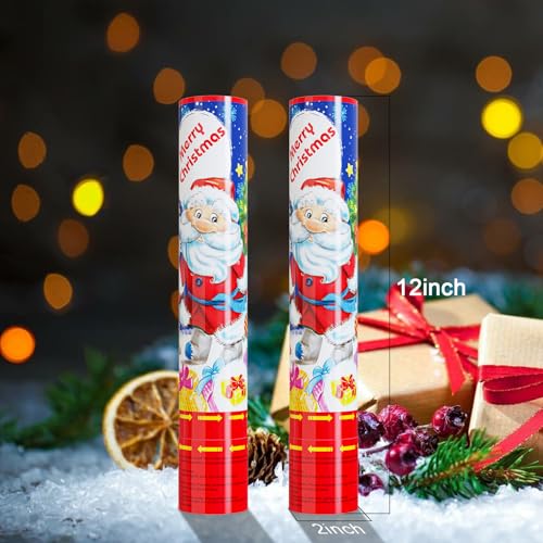 Christmas Confetti Cannon Party Poppers 4 Pack - Merry Christmas01 Multi Color Xmas Decorations