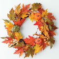 Fall Wreath for Front Door - 19 Inch Yellow Autumn Pumpkin Maple Leaves