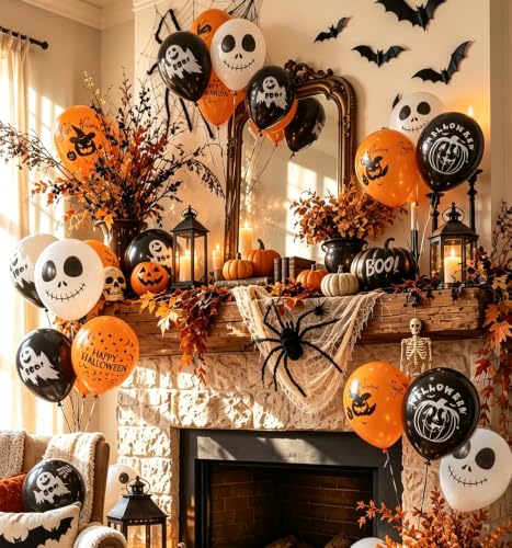 Halloween Balloons Decorations Set - 50pcs 12 Inch Latex Party Balloons