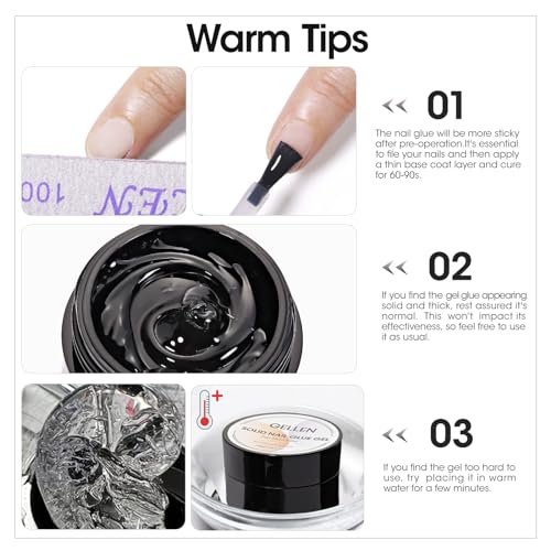 Solid Nail Glue Kit with 8G Glue and Mini UV/LED Lamp - Repositionable & Strong Hold