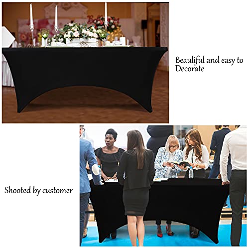 8ft Black Stretch Spandex Fitted Table Cover for Rectangular Tables - 96" x 30" 2-Pack