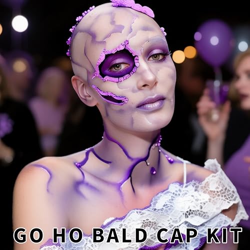 Halloween Bald Cap Makeup Kit - 8-Piece Special Effects Latex & Adhesive Set