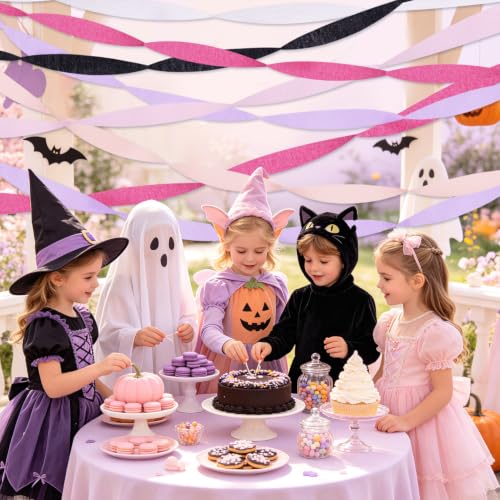 Pastel Halloween Crepe Paper Streamers - Pink Halloween Decoration Set