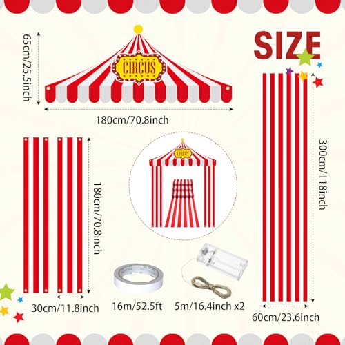 Lighted Carnival Entrance Decoration Set - Circus Party Supplies, Banners, Carpet & LED Lights