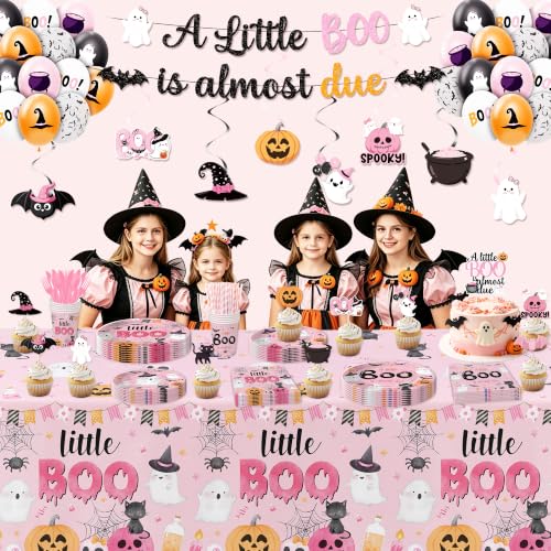 Halloween Baby Girl Shower Decorations Set - Little Boo Themed Party Supplies