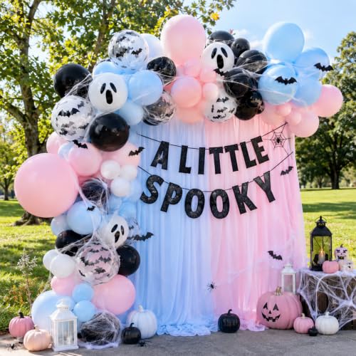 Halloween Gender Reveal Balloons Set Pink Blue Ghost Variation - 36 Latex Decorations