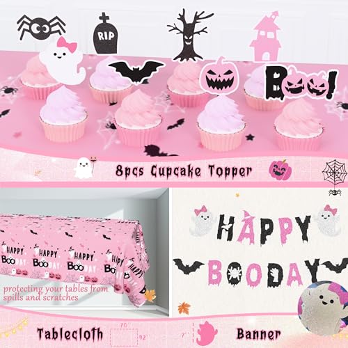 Pink Halloween Party Decorations Kit with Balloons, Banner & Backdrop