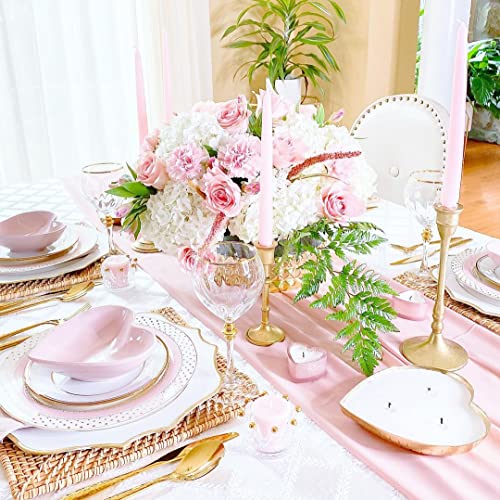 Pink Chiffon Table Runner Overlay 10 Pieces 27x120 Inches Rustic Wedding Decor - Pink