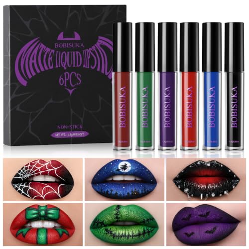 Halloween Liquid Lipstick Set - Bold Matte Colors for Cosplay & Gothic Makeup