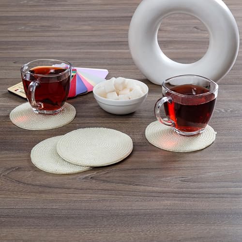 Ivory Handmade Beaded Coasters Set of 4 - 4-Inch Round Halloween Fall Holiday