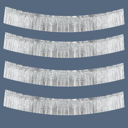 Silver Fringe Garland 40FT Metallic Foil Streamers for Party Decorations