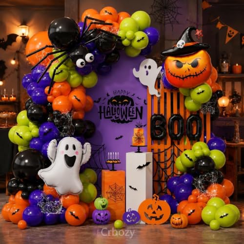 Halloween Balloon Arch Kit with Ghost and Pumpkin Foil Balloons - 152 Pieces