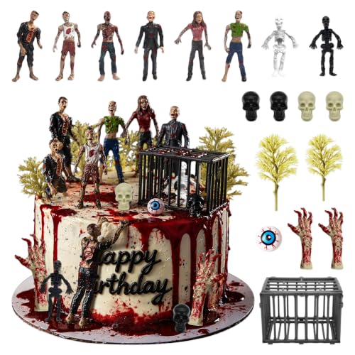 Zombie Cake Decoration Set with Figures and Accessories for Halloween Birthday