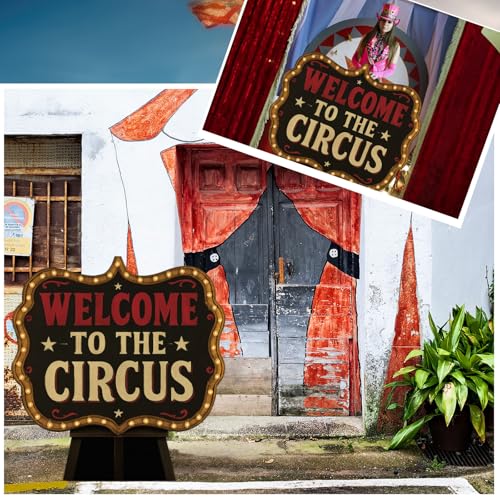 4 Ft Welcome to The Circus Cardboard Standee - Circus Party Decoration with Setup Kit