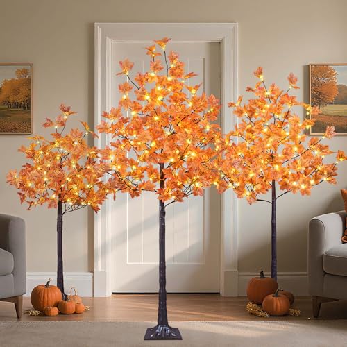 Lighted Maple Tree Set 4ft 5ft 6ft with 288 Warm White LEDs Indoor Outdoor Decor Variation of THIS listing