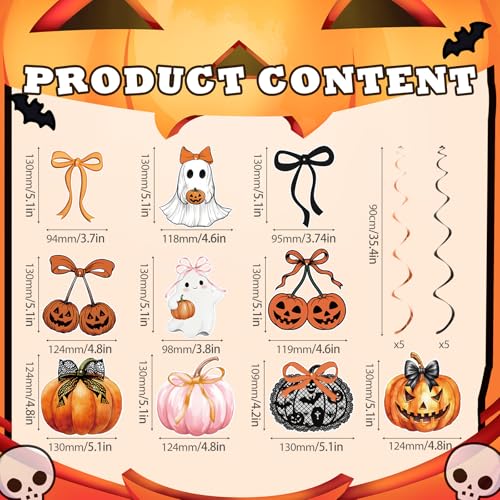 Halloween Party Decorations Bows and Pumpkins Banner - Orange Bow Halloween