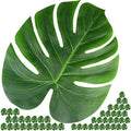 Large Artificial Palm Leaves for Tropical Party Decor - 50 Pieces, 13.8" x 11.4"