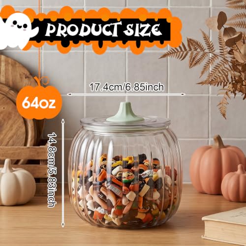 Plastic Halloween Pumpkin Jar with Lid 64oz Airtight Candy Storage - Common Style