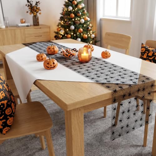 Halloween Black Spider Table Runner 11x108 Inch - Mesh Spooky Decor - Variation of THIS listing