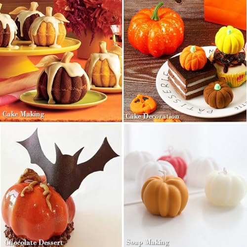 Pumpkin Silicone Molds 3D Halloween Thanksgiving Baking Mold - White, Medium, 1