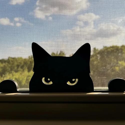 Wooden Black Cat Halloween Decor Peeking Silhouette for Home & Party