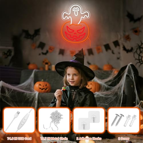 Ghost Pumpkin Neon Sign Decor Indoor Halloween Light - Ghost Pumpkin Variation