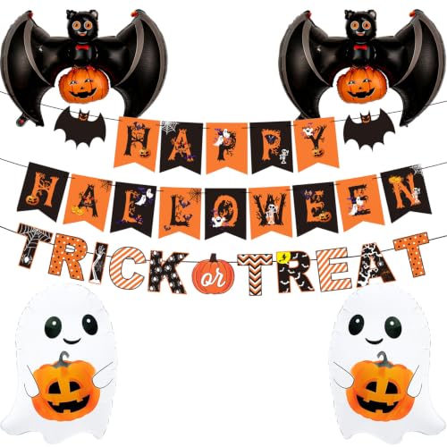 Halloween Decorations Bat Banner Ghost Balloons Party Supplies - Black
