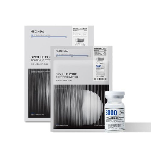 Mediheal Collagen Spicule 3000ppm Intensive Serum – Micro Needle Serum for Pore Care, Soothing & Skin Texture Improvement, 2-Step Pore Care Set,Collagen Spicule Ampoule and Gel Mask Set,4 pcs
