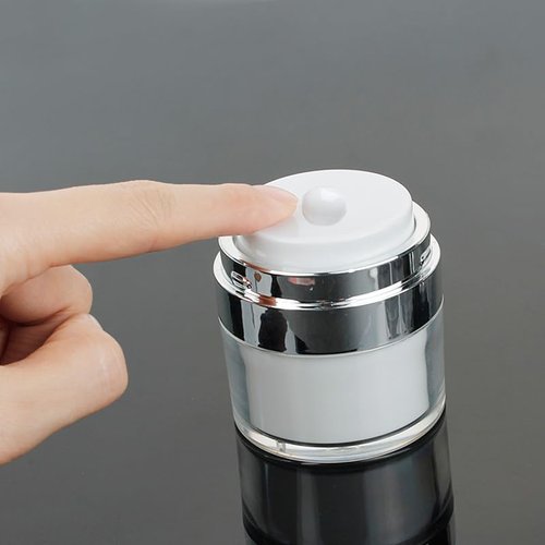 2Pack 1.7oz Airless Pump Jars Moisturizer Dispenser Vacuum Bottle Jar with Push Down Pump Dispenser Refillable Travel Lotion Container for Skincare, Cream, Skincare