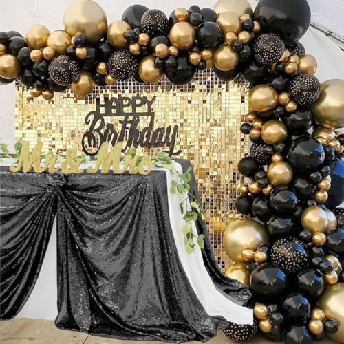 Black Sequin Tablecloth 90x132 Inches for Banquets & Parties - Rectangular