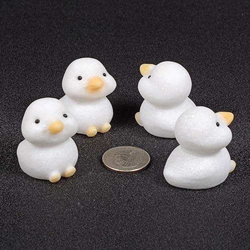 Justinstones Matte White Marble Duck Figurine - Natural Gemstone Home Decor Gift