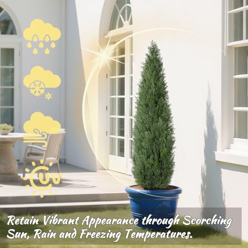 Artificial Cedar Tree Outdoor 4FT - Deep Green UV-Protected Faux Cedar Set
