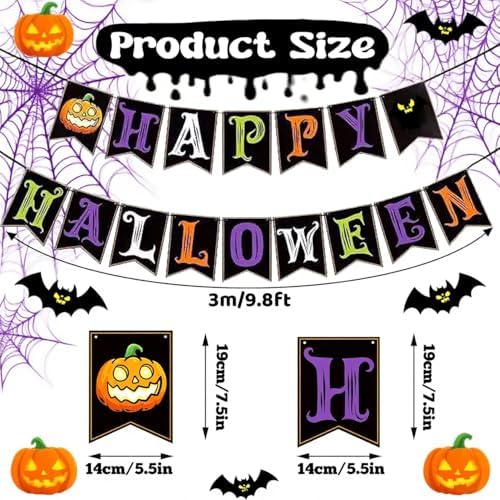 Halloween Banner and Garland for Party Decorations - Spooky & Reusable