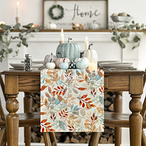 13x90 Inch Fall Table Runner Beige Polyester Home Party Decor - Artoid Mode