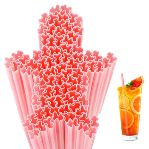 Plastic Gingerbread Man Drinking Straws - 100 Pack for Christmas Parties