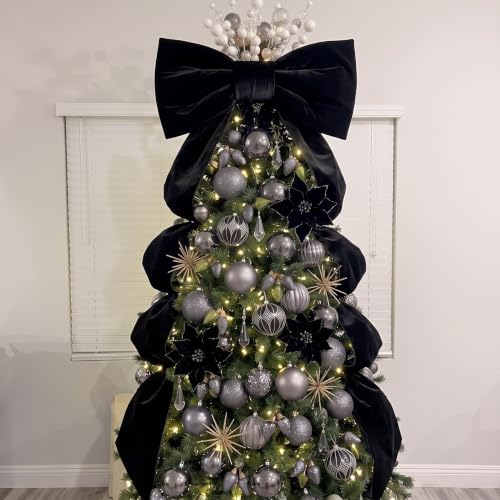 Oversized Halloween Black Velvet Bow with Streamers - Large Door & Tree Decor, Variation: Black