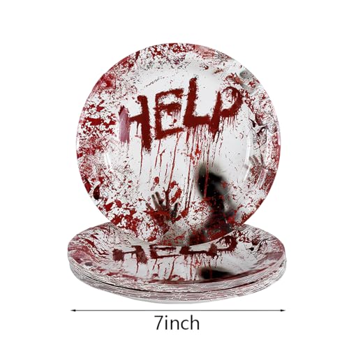 Halloween Bloody Zombie Disposable Paper Plates for Party, 20 Count