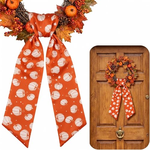 VitalCozy Fall Pumpkin Wreath Sash - Yellow Seasonal Door Decor