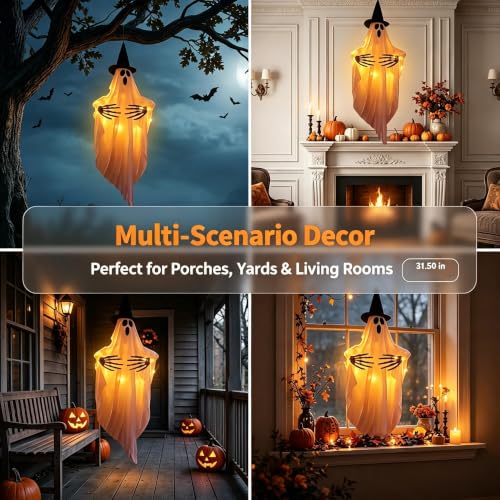 Halloween Ghost with Witch Hat and Claw Props for Party Decor