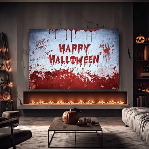 Halloween Blood Dripping Backdrop 8x6ft Photography Wall Banner - Red White Variation